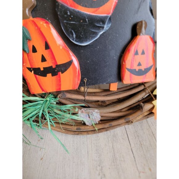 Vintage cat wreath Halloween welcome hanging home decor - Picture 5 of 11